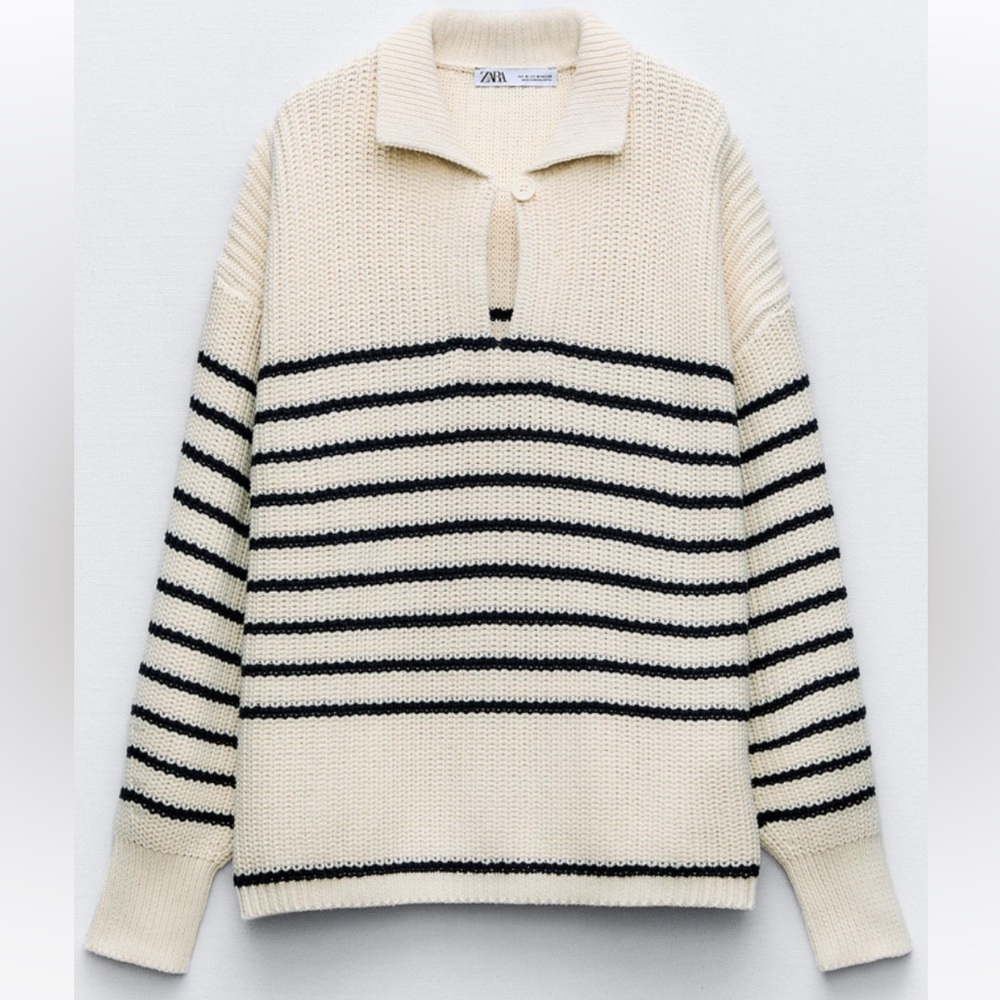 Zara oversized knit polo sweater